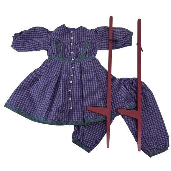 Vintage Pleasant Company Addy Stilting Outfit Purple Dress Bloomers & Stilts Spe - Picture 1 of 10